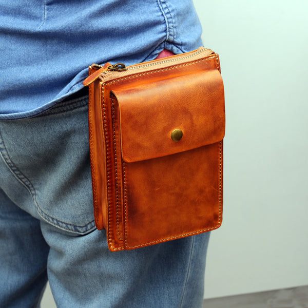 Leather Belt Pouch Mens Small Cases Waist Bag Hip Pack Belt Bag Fanny Pack Bumbag for Men - iwalletsmen