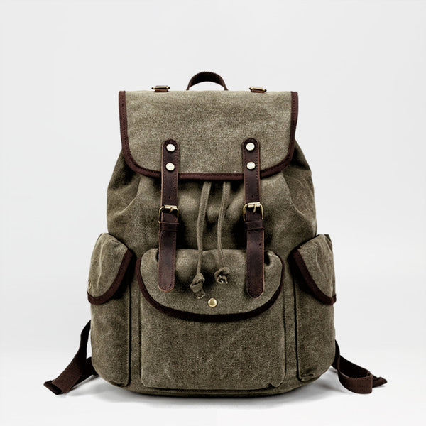 Cool Gray Fashion Mens Green Large Travel Backpack  14'' Computer Backpack for Men - iwalletsmen