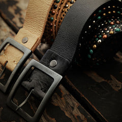 Handmade Genuine Leather Mens Belt Custom Cool Leather Men Black Belt for Men
