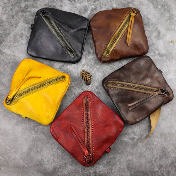 Vintage Small Leather Men's Coin Holder Change Wallet Change Holder For Men - iwalletsmen