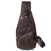 Brown Cool LEATHER MENS 8'' Sling Bag Coffee Chest Bag Brown One Shoulder Bag For Men - iwalletsmen