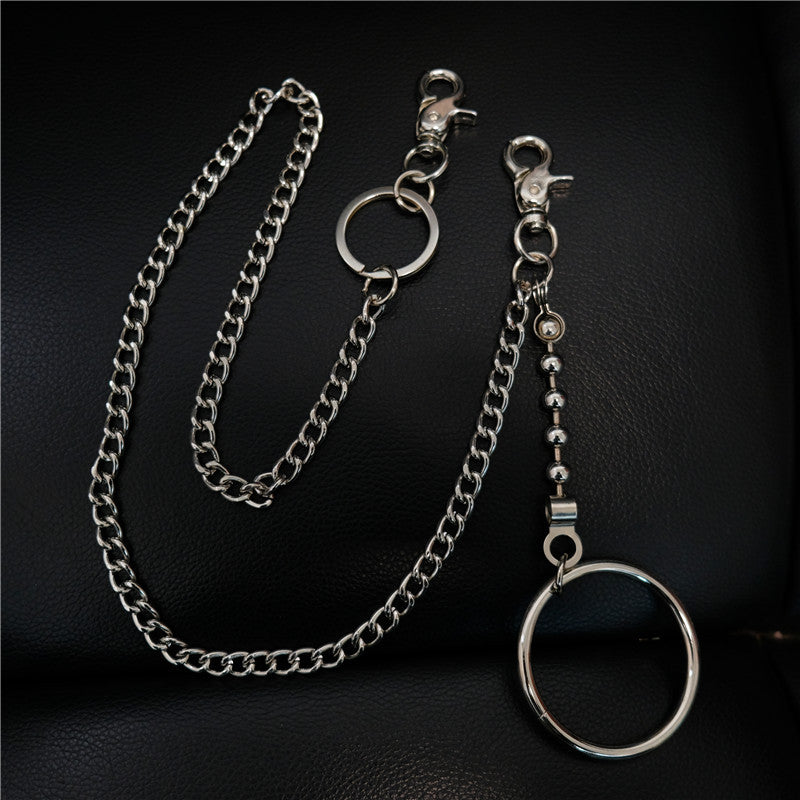 Fashion Womens Mens Silver Ring Simple Long Wallet Chain Pants Chain Biker Wallet Chain For Men - iwalletsmen