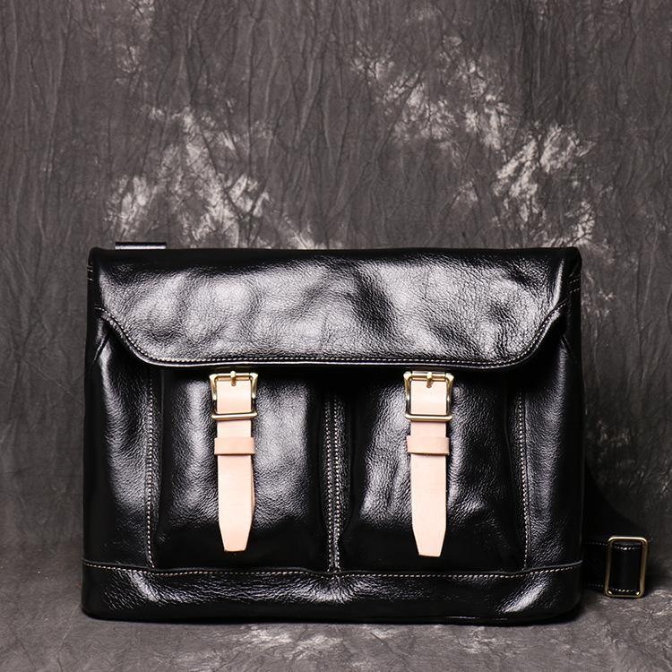 Brown Leather Men Satchel Side Bag Messenger Bag Black Courier Bag For Men - iwalletsmen