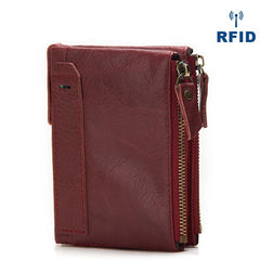 RFID Brown Leather Men's Small Blue Bifold Business Wallet Black Slim billfold Wallet Coin Purse For Men - iwalletsmen