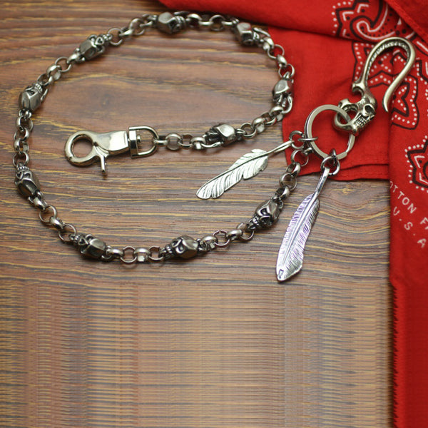 Cool Men's Handmade Stainless Steel Skull Biker Wallet Chain Pants Chain Wallet Chain For Men - iwalletsmen