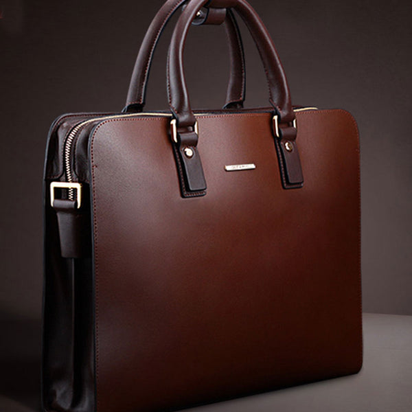 Genuine Leather Mens Cool Messenger Bag Briefcase Work Bag Business Bag Laptop Bag for men
