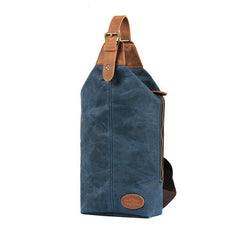 Waxed Canvas Sling Backpack Men's Sling Bag Navy Blue Chest Bag Waxed Canvas One shoulder Backpack For Men - iwalletsmen