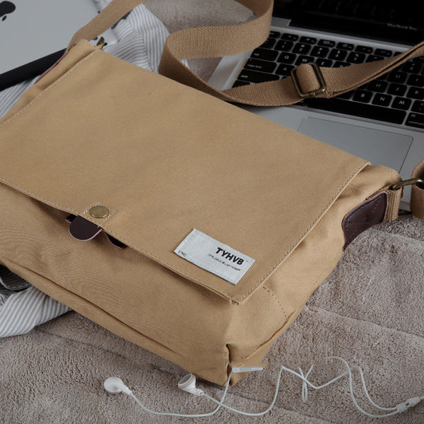 Cool Canvas Mens Side Bag 11'' Black Shoulder Bag College Bag Blue Messenger Bag for Men - iwalletsmen