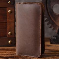 Handmade Leather Mens Cool Long Leather Wallet Slim Phone Clutch Wallet for Men - iwalletsmen