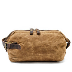 Cool Waxed Canvas Leather Mens Black Clutch Bag Handbag Phone Bag Wash Bag For Men - iwalletsmen