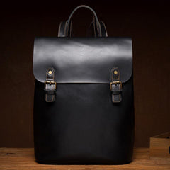 Fashion Black Mens Leather 15inchs Computer Backpack Brown Travel Backpacks School Backpack for men - iwalletsmen