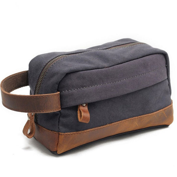 Cool Canvas Leather Mens Zipper Wristlet Bags Vintage Clutch Zipper Bags for Men - iwalletsmen