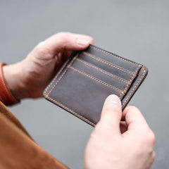 Vintage Brown Slim Leather Mens Card Wallet Small Card Holder Front Pocket Wallet For Men - iwalletsmen