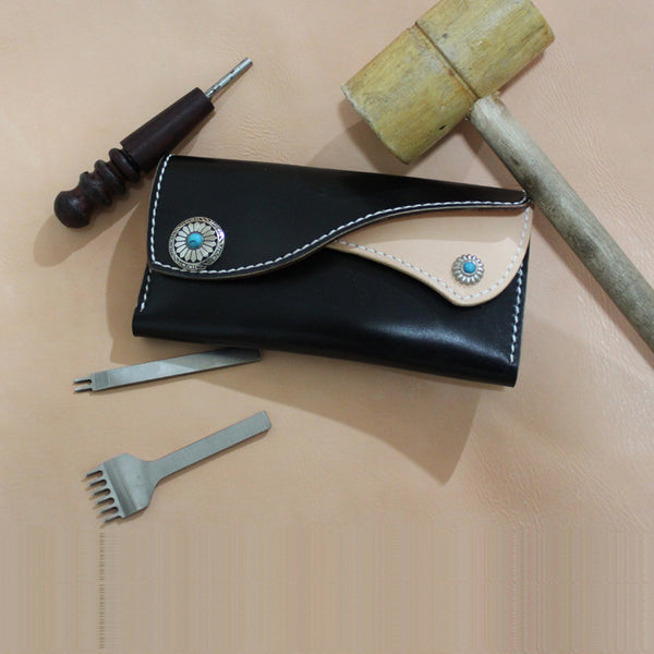 Handmade Leather Mens Clutch Long Wallet Cool Vintage Long Wallet for Women - iwalletsmen