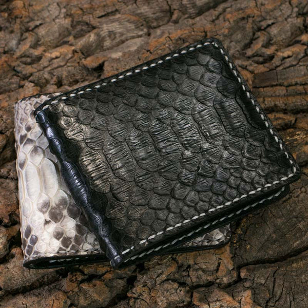 Handmade Leather Boa Skin Mens billfold Wallet Cool Leather Wallet Slim Wallet for Men