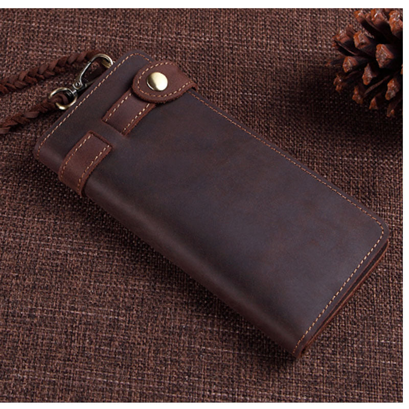 Cool Leather Long Biker Wallet for Men Bifold Biker Chain Wallet Long Chain Wallet For Men - iwalletsmen