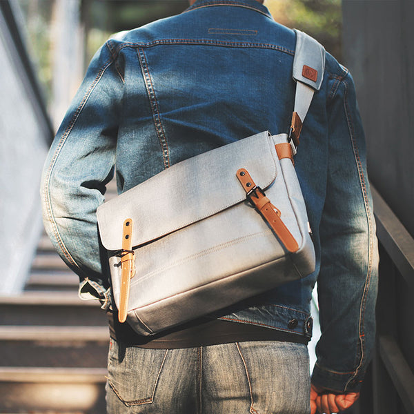 Cool Oxford Cloth Gray Men's Shoulder Bag Messenger Bag Side Bag For Men - iwalletsmen