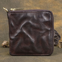 Handmade Wrinkled Mens Leather Cool billfold Chain Wallet Men Small Bifold Biker Wallets for Men - iwalletsmen