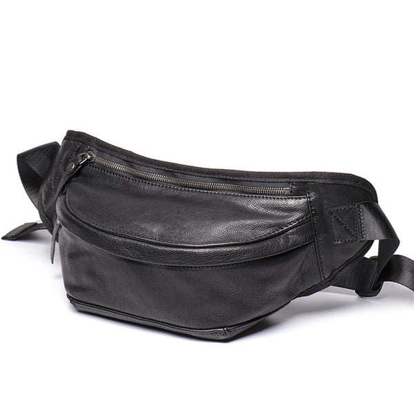 Brown MENS LEATHER 8 inches FANNY PACK Black Chest Bag BUMBAG Bag WAIST Bag For Men - iwalletsmen