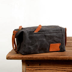 Cool Canvas Leather Mens Large Clutch Bag Handbag Storage Bag Wash Bag For Men - iwalletsmen