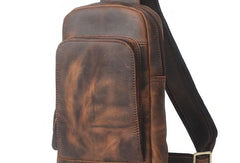 Cool Leather Chest Bag Sling Bag Crossbody Bag Travel Bag Sling Hiking Bag For Mens - iwalletsmen