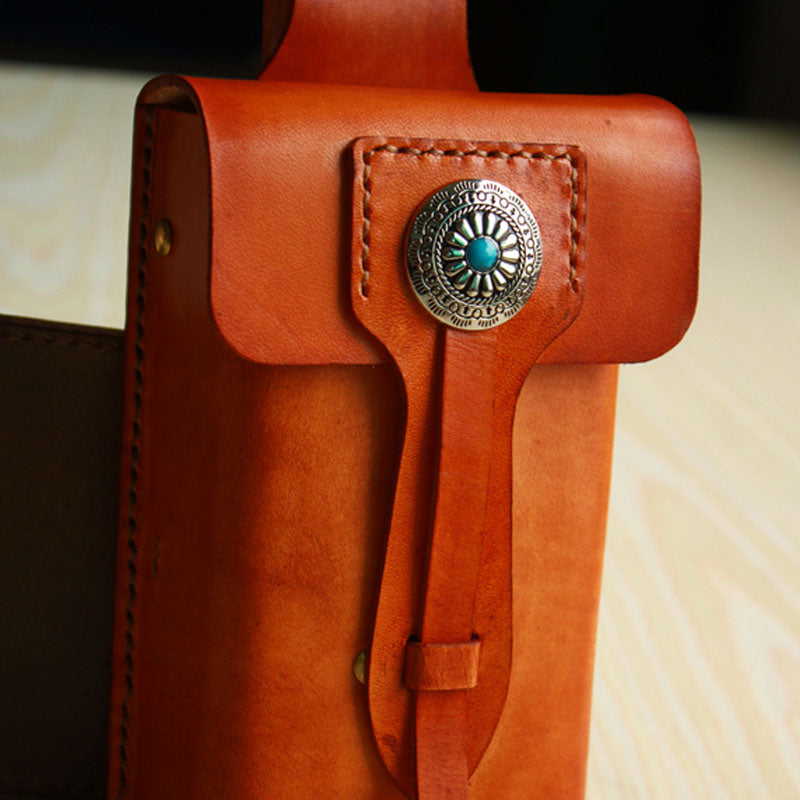 Handmade Cool Leather Cell Phone Holsters Belt Pouch Mens Waist Bag for Men - iwalletsmen