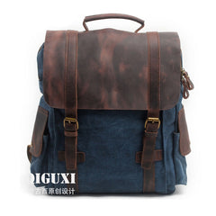 Mens Canvas Leather Backpack Canvas Hiking Backpack Canvas Travel Backpack for Men - iwalletsmen