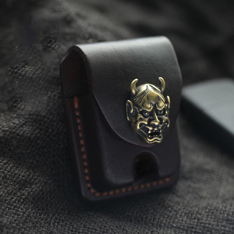 Chocolate Handmade Leather Mens Zippo Lighter Case With Belt Loop Cool Standard Lighter Holders For Men - iwalletsmen