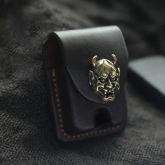 Chocolate Handmade Leather Mens Zippo Lighter Case With Belt Loop Cool Standard Lighter Holders For Men - iwalletsmen