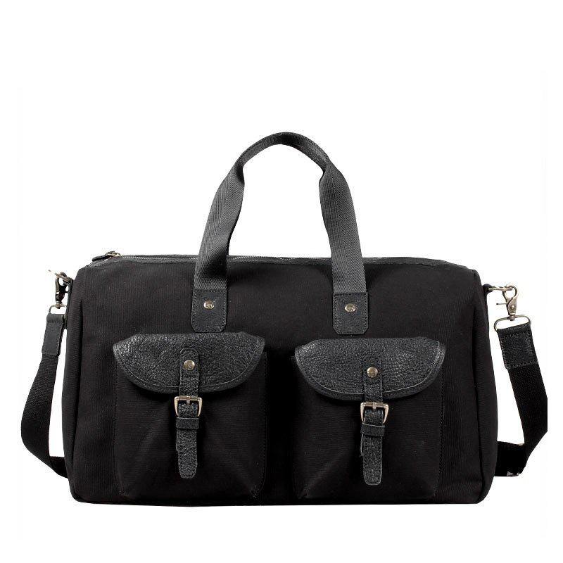 Black Fashion Canvas Mens Casual Large Travel Bag Shoulder Weekender Bag Duffle Bag For Men - iwalletsmen