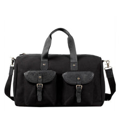 Black Fashion Canvas Mens Casual Large Travel Bag Shoulder Weekender Bag Duffle Bag For Men - iwalletsmen