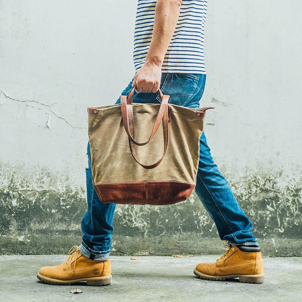 leather tote bag for men​ Cool Tote Bags for Men Mens Canvas Tote Canvas And Leather Tote Best Men's Tote Bags