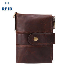 Bifold Leather Mens Dark Brown Small Wallet billfold Wallet Driver's License Wallet for Men - iwalletsmen