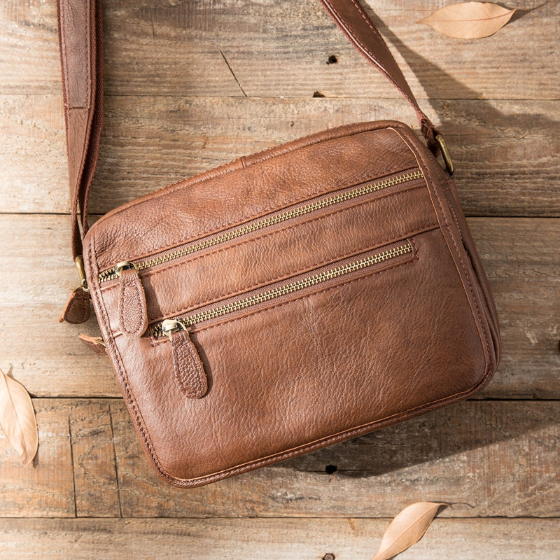 Brown Cool Leather Mens 10 inches Side Bag Small Courier Bag Messenger Bags for Men - iwalletsmen