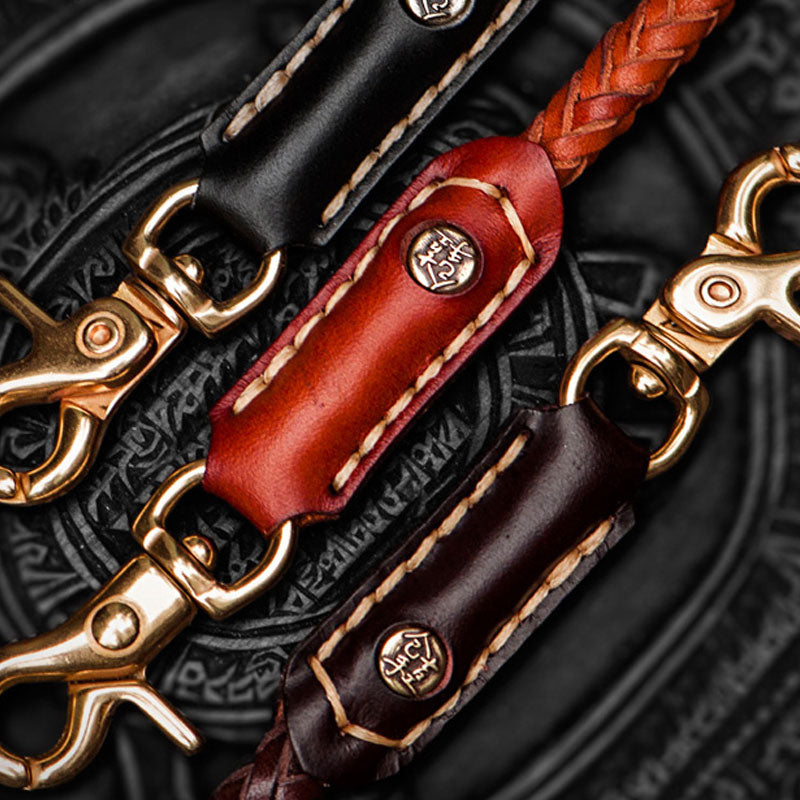 Handmade leather Braided Biker Trucker Wallet Chain for