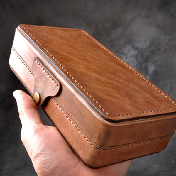 Handmade Leather Mens Box Wallet Wristlet Clutch Wallet Cigarette Box for Men - iwalletsmen