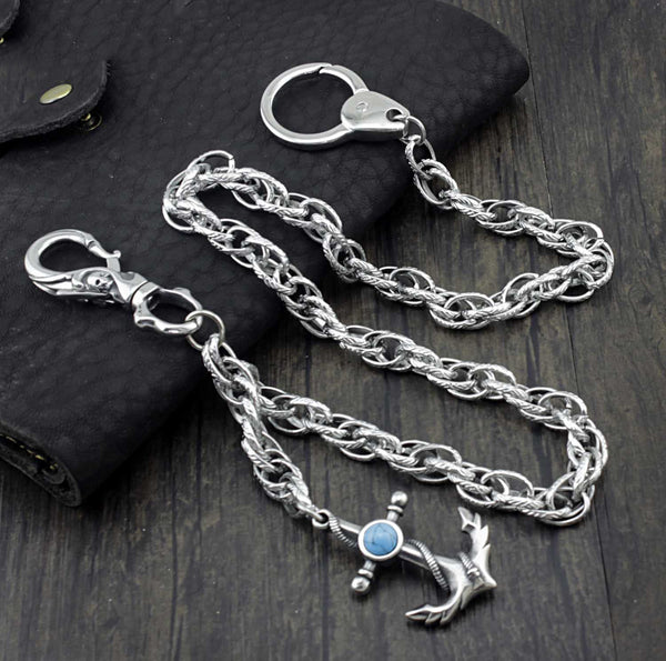 Badass anchor Stainless Steel Mens Rock Punk Motorcycle Pants Chain Wallet Chain Long Key Chain For Men - iwalletsmen