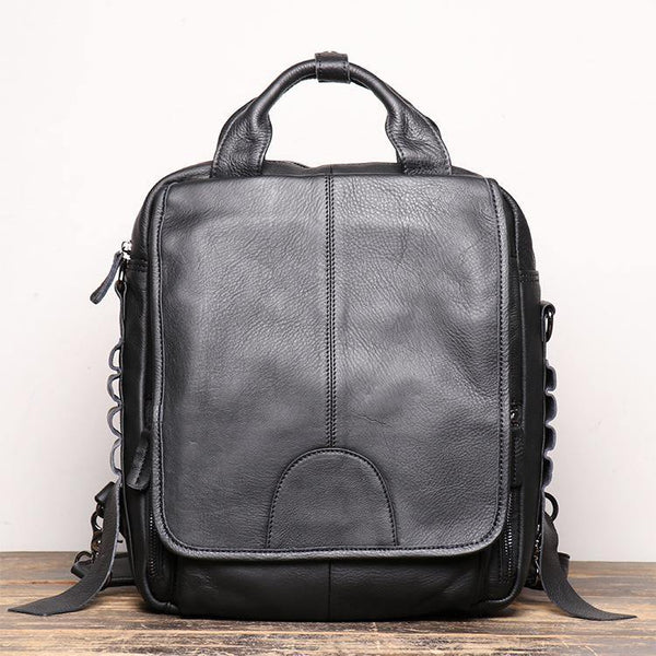 BLACK Vertical LEATHER MEN'S Messenger Bag Side Bag BACKPACK Work Handbag Briefcase FOR MEN - iwalletsmen