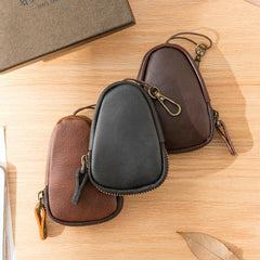 Black Leather Mens Small Car Key Wallet Brown Key Holder Coin Purse For Men - iwalletsmen