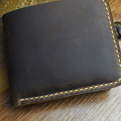 Handmade Leather Mens Cool Slim Leather Wallet Men billfold Wallets Bifold for Men