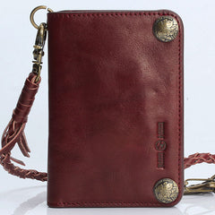 Genuine Leather Mens Chain Biker Wallet Cool Leather Wallet Small Wallets for Men - iwalletsmen