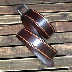 Cool Handmade Embossed Brown Tooled Leather Mens Belt Dark Brown Leather Belts for Men - iwalletsmen