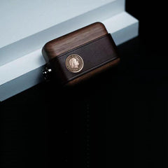 Handmade Dark Brown Leather Cherrywood AirPods Pro Case Custom Brown Leather AirPods Pro Case Airpod Case Cover - iwalletsmen