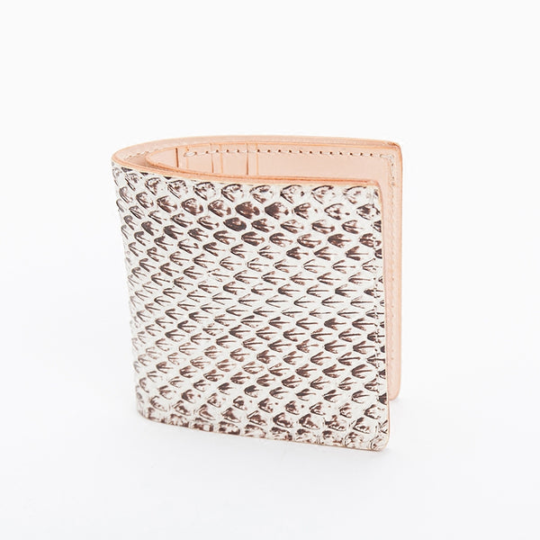 Handmade Shiny Silver Leather Mens billfold Wallet Snakeskin Bifold Small Wallets For Men - iwalletsmen