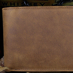 Handmade Leather Mens Cool Slim Leather Wallet Men billfold Wallets Bifold for Men