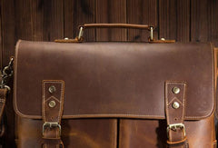 Cool Leather Mens Briefcase Business Briefcase Vintage Shoulder Bag HandBags for men - iwalletsmen
