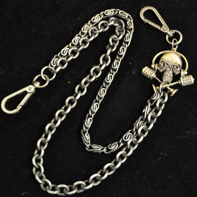 Badass Men's Silver Skull Double Long Wallet Chain Pants Chain Biker Wallet Chain For Men - iwalletsmen