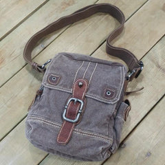 Canvas Black Mens 8 inches Small Vertical Postman Bag Canvas Messenger Bags Courier Bag For Men - iwalletsmen