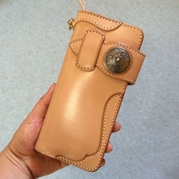 Handmade Leather Biker Wallet Mens Cool Chain Wallet Trucker Wallet with Chain