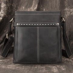 Black LEATHER MEN'S Small Side bag Vertical MESSENGER BAG Courier Shoulder Bag FOR MEN - iwalletsmen